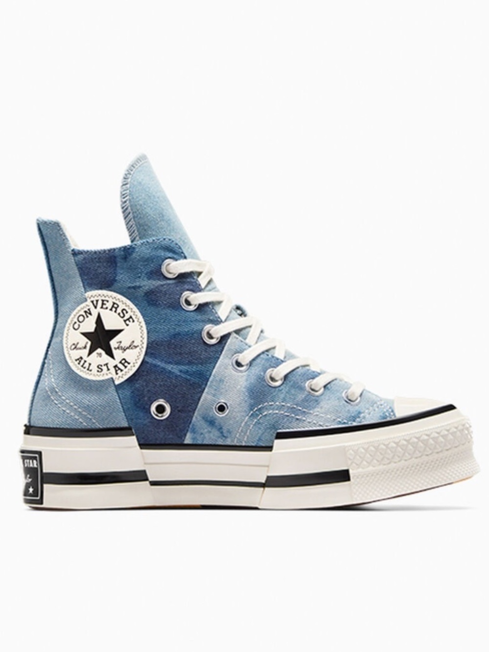 NEW Chuck 70 Plus Distressed Denim Converse Denim Patchwork High Top - 10 W 8 M - Picture 7 of 13